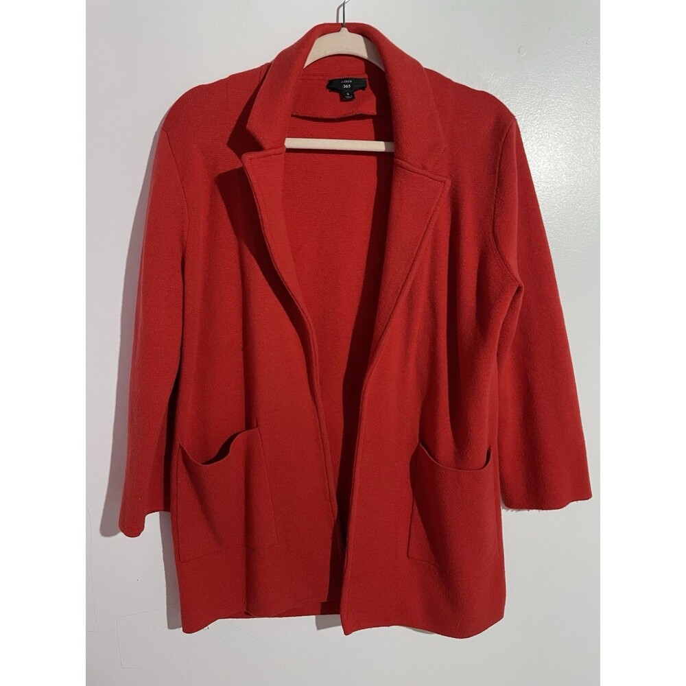 J Crew 365 Sweater Blazer S Coral Merino Wool Schoolboy Cardigan Preppy Academia